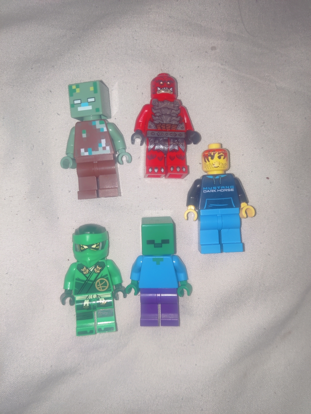 LEGO Kids Minifigure Lot Of 5- Mixed Figures (Green, Red, Blue)